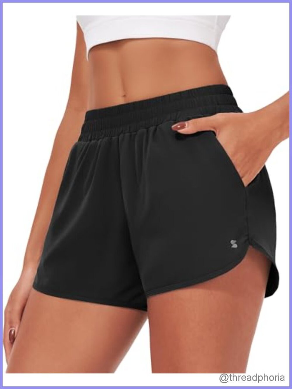 Women's Running Shorts Quick Dry High Waist with Built-in Briefs Pockets 3"